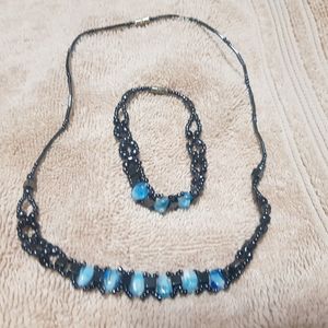 Recycled glass necklace & bracelet